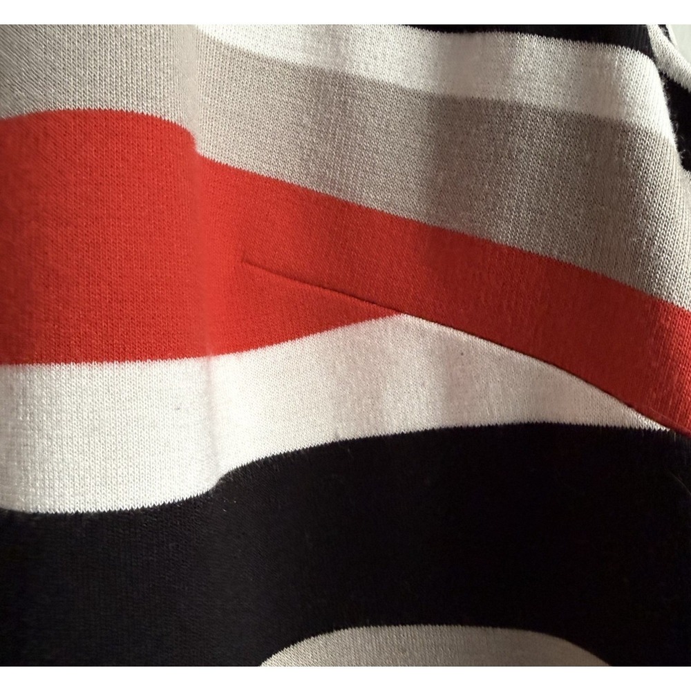 CALVIN KLEIN Scuba Sheath Dress 6P Stretch Zip Fitted Sleeveless Midi Red Stripe - Picture 6 of 11